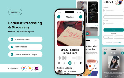 Castren - Minimalist Podcast Uygulaması Kullanıcı Arayüzü Kiti
