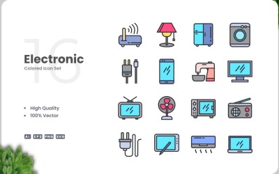 16 Electronic Icon Color Set