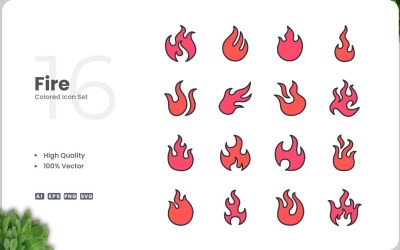 16 Fire Icon Color Collection