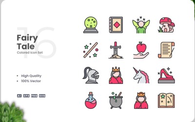 16 个童话图标颜色套装