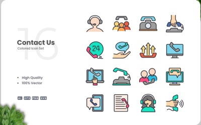 16 Kontakta oss Icon Color Set
