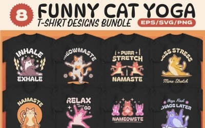 Pacchetto di design divertenti per magliette yoga con gatti