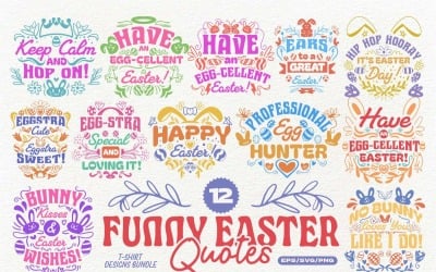 Pacchetto di design per magliette con citazioni divertenti di Pasqua