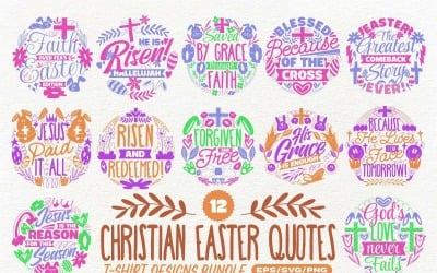 Pacchetto di design per magliette con citazioni pasquali cristiane