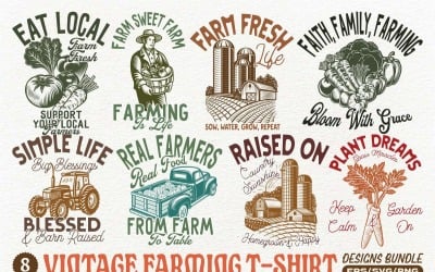 Pacchetto di magliette con design vintage per l&amp;#39;agricoltura
