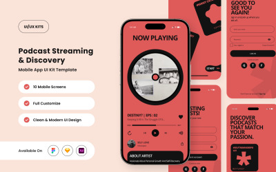 ThunderTalk - Kit de interface do usuário do aplicativo de streaming de podcast