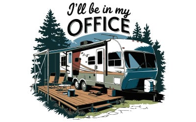 A illustration of a parked in a campsite