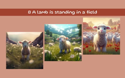 A lamb is standing in a field
