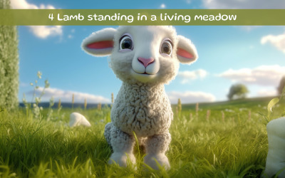 Lamm som står på en levande äng