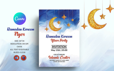 Ramadan Iftar Party Invitation Flyer Template - Customizable &amp;amp; Ready to Print