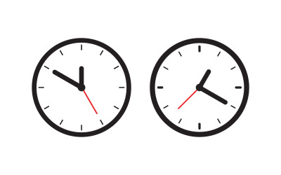 Clock icon vector flat illustration design template v.16