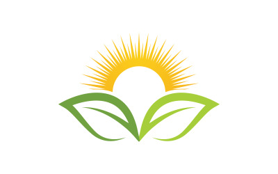 Doğa yaprak ekolojisi vegan konsept Logo illüstrasyon Şablonu v.15