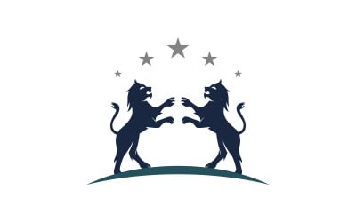 Plantilla de diseño de ilustración vectorial de logotipo de icono de cabeza de león v.2