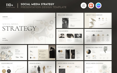 Diseño de plantilla de presentación de estrategia de redes sociales