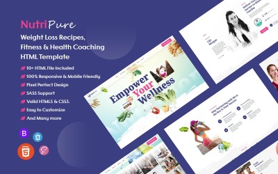 HTML šablona NutriPure – recepty na hubnutí, koučování v oblasti fitness a zdraví