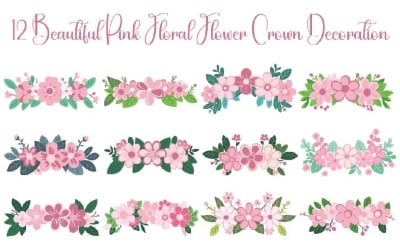 12 Beautiful Pink Floral Flower Crown Decoration