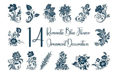 14 Romantic Blue Flower Ornament Decoration