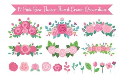 19 Pink Rose Flower Floral Crown Decoration