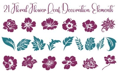 21 Floral Flower Leaf Decoration Elements