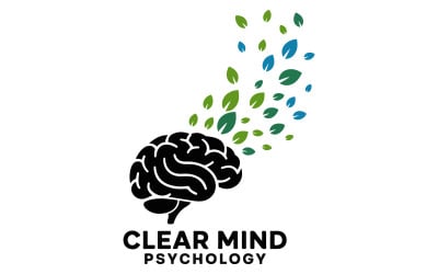 A stylized human brain with leaves