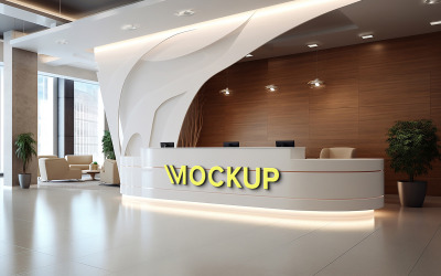Hotel counter logo mockup psd