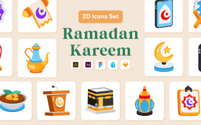 40 Ramadan platta vektorikoner