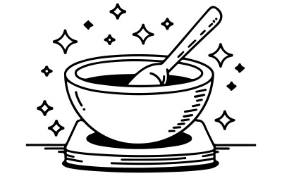 illustration av en träslev inuti en skål