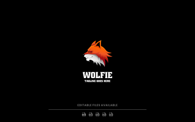 Logotipo colorido con degradado de Wolfie