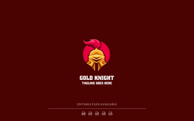 Logotipo de mascota simple de caballero dorado