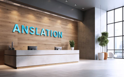 Office counter logo mockup