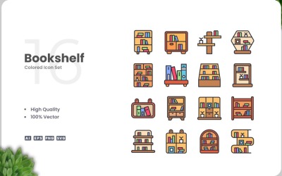 16 Sada barev ikon poličky