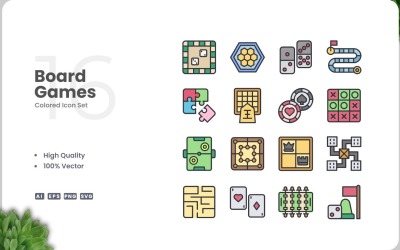 16 Társasjátékok Icon Color Collection