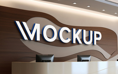 Logo mockup on counter wall indoor psd