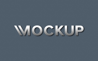 Metallic 3d logo mockup on gray texture background psd
