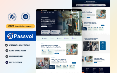 Passvol — Consultoria de Visto e Imigração WordPress Elementor Kit