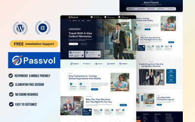 Passvol — Visa &amp;amp; Immigration Consulting WordPress Elementor Kit