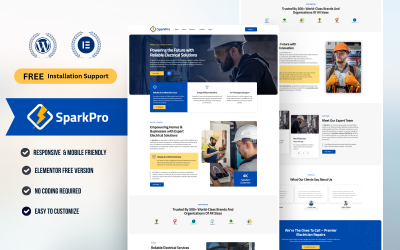 Spark Pro – Zestaw szablonów Elementor dla elektryków i usług elektrycznych