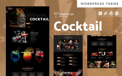 Spirits &amp;amp; Sip - Cocktail Lounge &amp;amp; Barman WordPress Téma Elementor