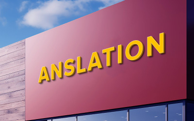 Wall sign 3d yellow logo mockup psd