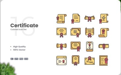 16 certifikat ikon färguppsättning