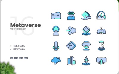 16 个 Metaverse 图标颜色集