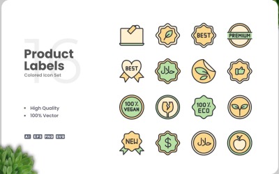 16 Product Labels Icon Color Set