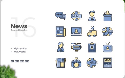 Колекція 16 значків новин