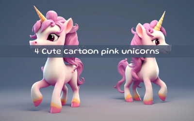 Cute cartoon pink unicorns