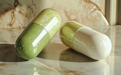 Green and White Pills design
