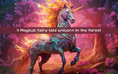 Magica fiaba unicorno nella foresta