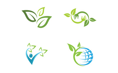 Healthy life leaf concept logo design template v.2