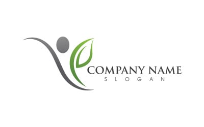 Healthy life leaf concept logo design template v.34