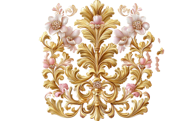 Guld barock blommig prydnadsdesign