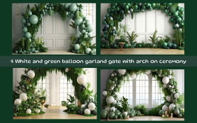 Ghirlanda di palloncini bianchi con arco sulla cerimonia Immagine Ai